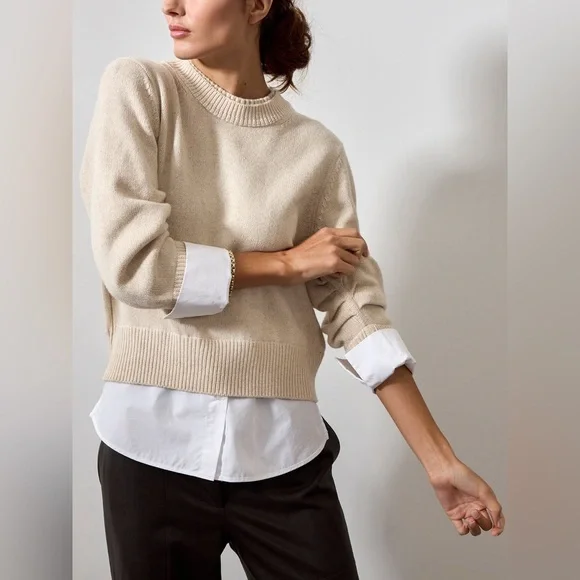 Brochu Walker Raya Ruched Crew Looker in Bisque White underlay size XS - Picture 2 of 9